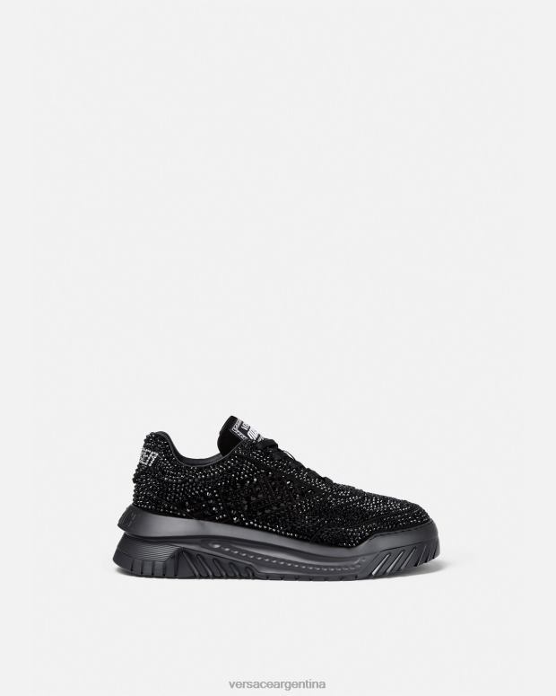 hombres Versace negro zapatillas odissea con cristales zapato 4F6041535