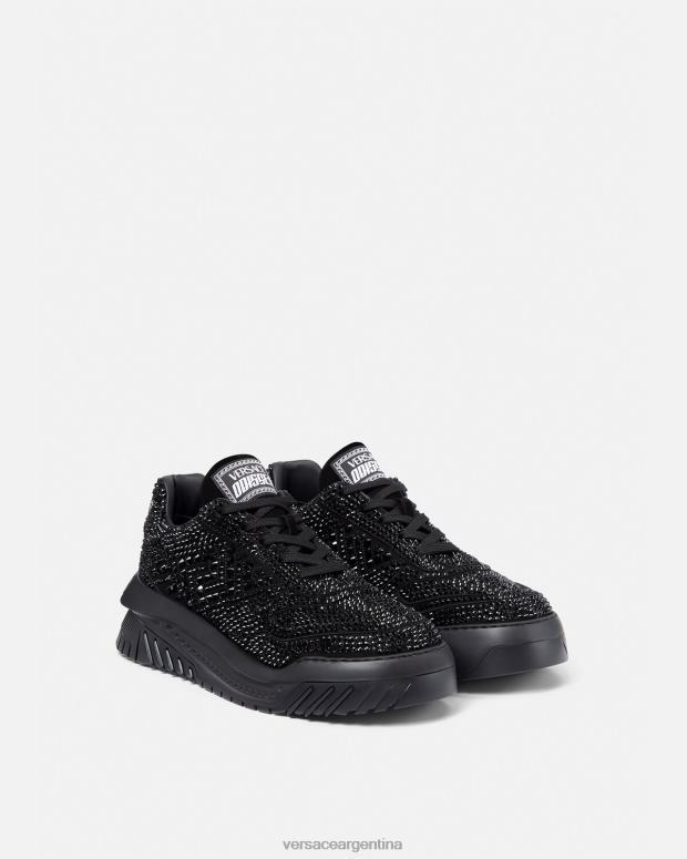 hombres Versace negro zapatillas odissea con cristales zapato 4F6041535
