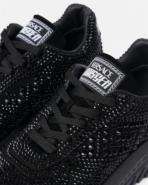 hombres Versace negro zapatillas odissea con cristales zapato 4F6041535
