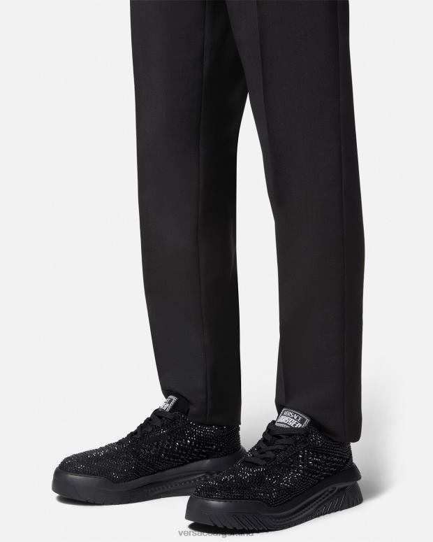 hombres Versace negro zapatillas odissea con cristales zapato 4F6041535