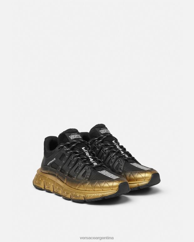 hombres Versace negro zapatillas trigrecas zapato 4F6041527