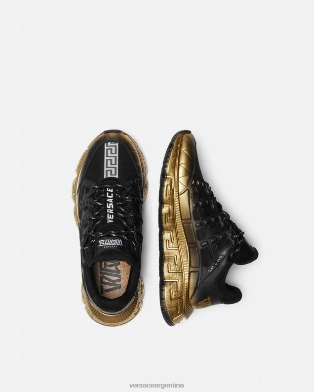hombres Versace negro zapatillas trigrecas zapato 4F6041527