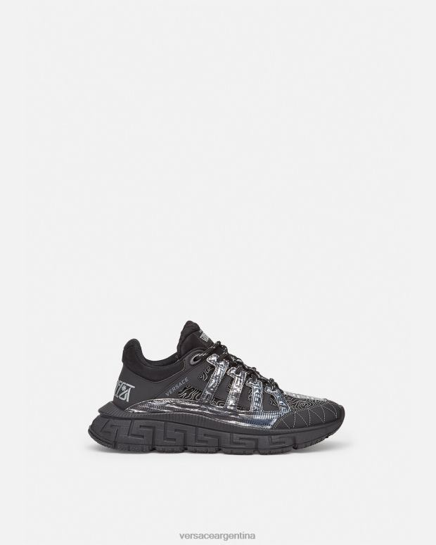 hombres Versace negro zapatillas trigrecas zapato 4F6041529