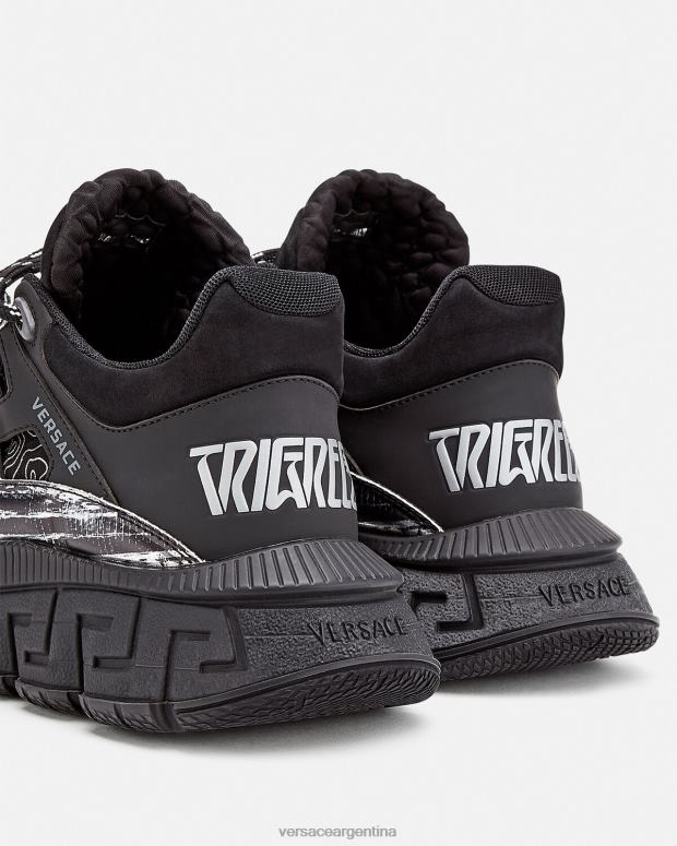 hombres Versace negro zapatillas trigrecas zapato 4F6041529