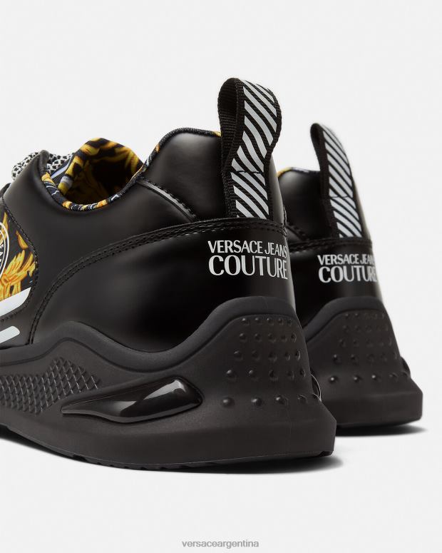 hombres Versace oro negro zapatillas de alta costura con logo Levion zapato 4F6042457