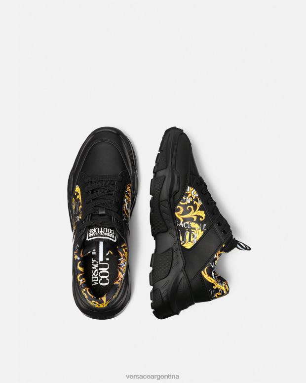 hombres Versace oro negro zapatillas speedtrack de alta costura con logo zapato 4F6042460