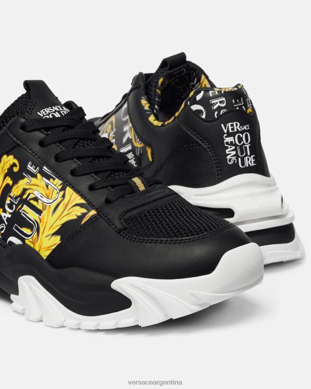 hombres Versace oro negro zapatillas trail trek de alta costura con logo zapato 4F6042466