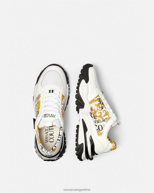 hombres Versace oro y blanco zapatillas trail trek de alta costura con logo zapato 4F6042465