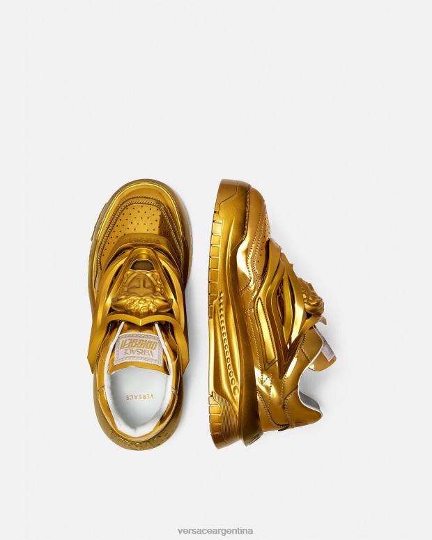 hombres Versace oro zapatillas odissea zapato 4F6041521
