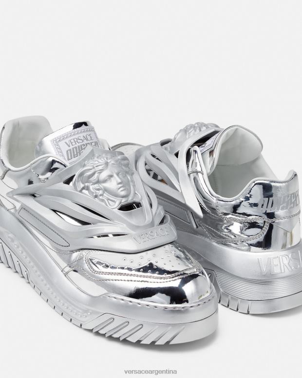 hombres Versace plata zapatillas odissea zapato 4F6041524