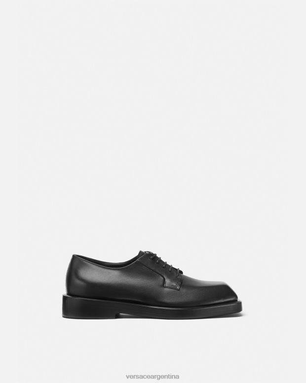 hombres Versace negro zapatos derby cuadrados zapato 4F6041561