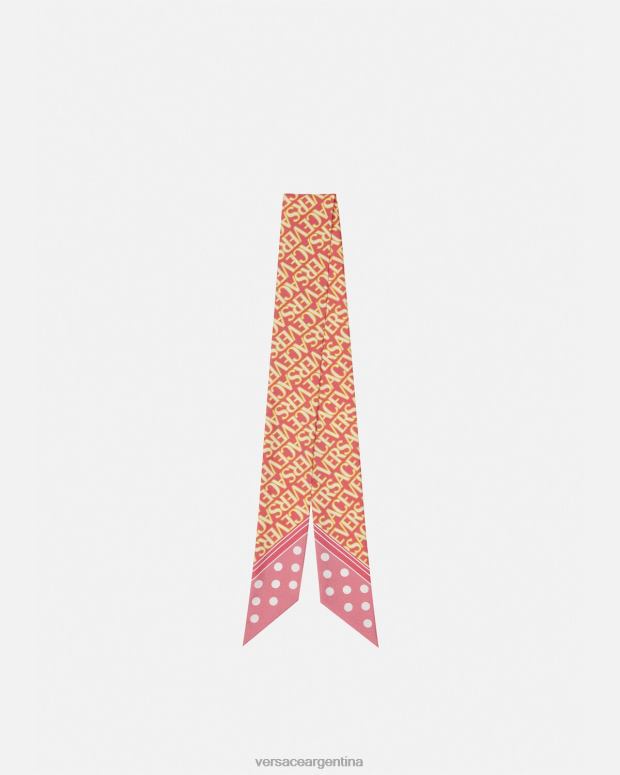 mujer Versace rosa y blanco corbata tipo bufanda accesorios 4F604896