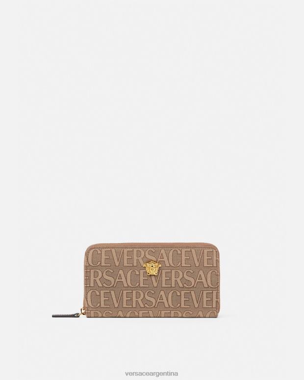 mujer Versace marrón cartera larga con la medusa en toda la prenda accesorios 4F604566