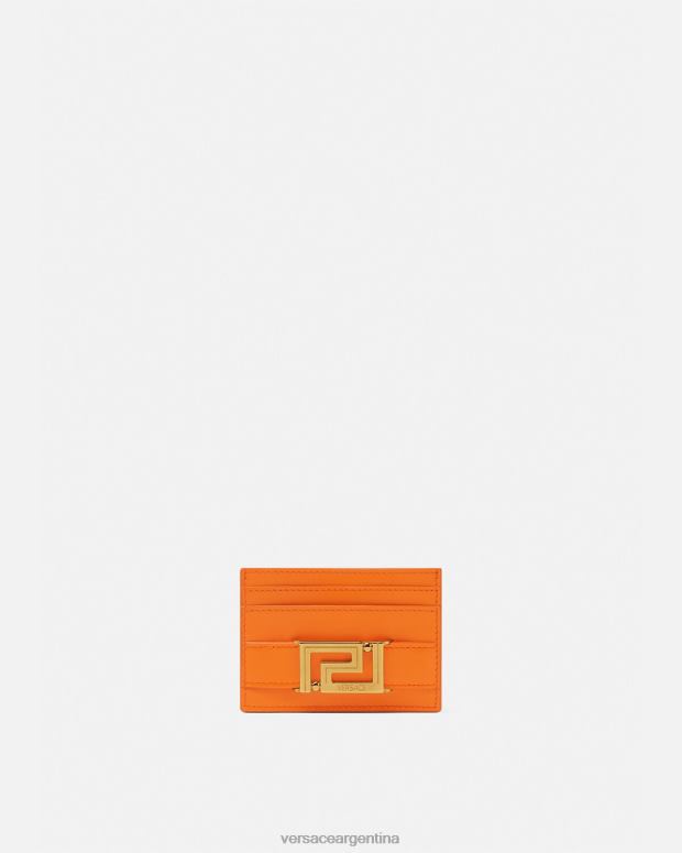 mujer Versace naranja tarjetero con diosa Greca accesorios 4F604557