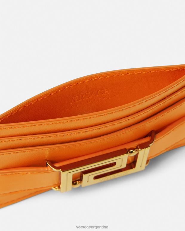 mujer Versace naranja tarjetero con diosa Greca accesorios 4F604557