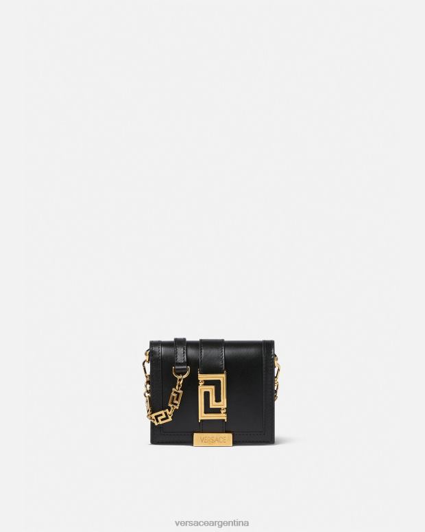 mujer Versace negro cartera con cadena de diosa Greca accesorios 4F604563