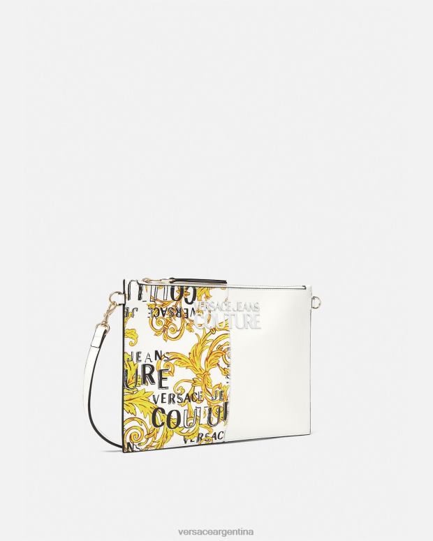 mujer Versace oro y blanco bolsa de alta costura con logo accesorios 4F6042348