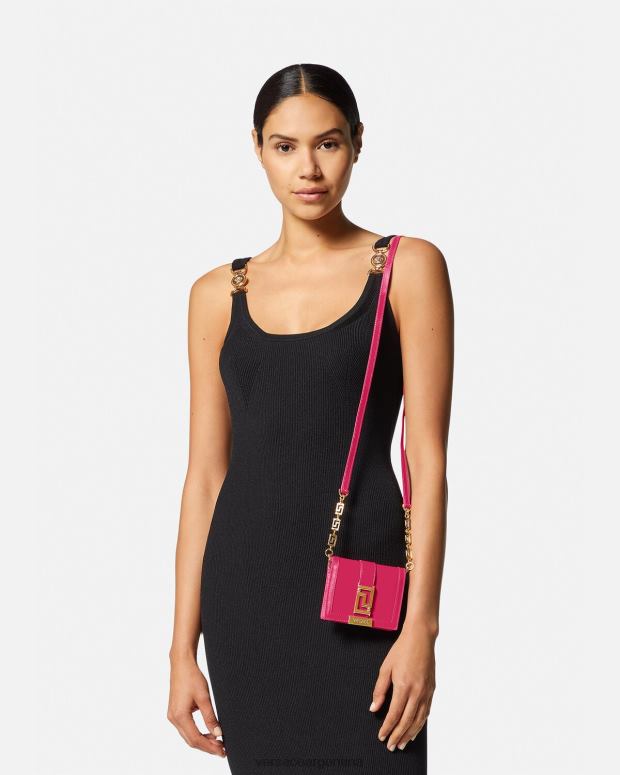 mujer Versace rosa cartera con cadena de diosa Greca accesorios 4F604564