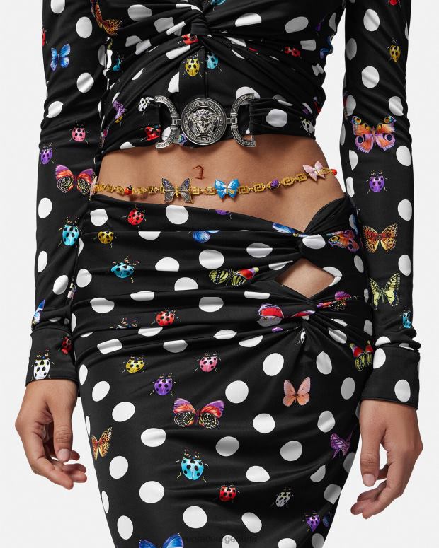mujer Versace oro cinturón con cadena Greca y mariposas de cristal accesorios 4F604513
