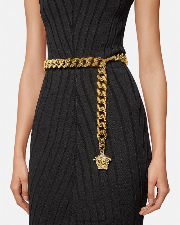 mujer Versace oro cinturón con cadena de medusa accesorios 4F604544