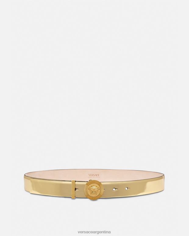 mujer Versace oro cinturón de cuero con medusa biggie accesorios 4F604529