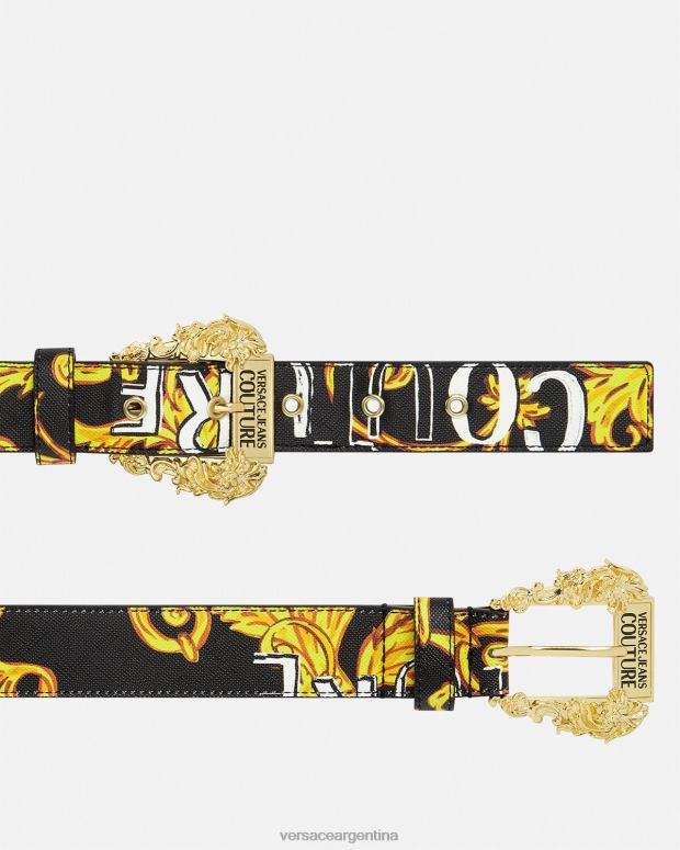 mujer Versace oro negro cinturón de alta costura con logo accesorios 4F6042350