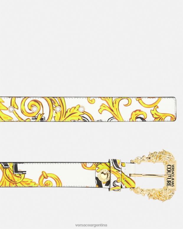 mujer Versace oro y blanco cinturón con logo de alta costura1 accesorios 4F6042352
