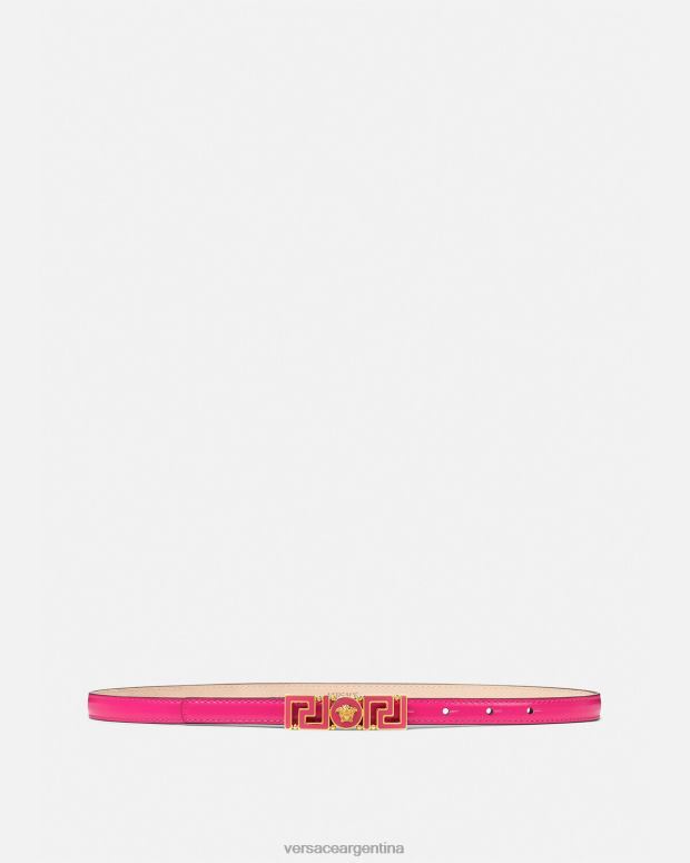 mujer Versace rosa cinturón fino de piel con Greca Diosa accesorios 4F604543