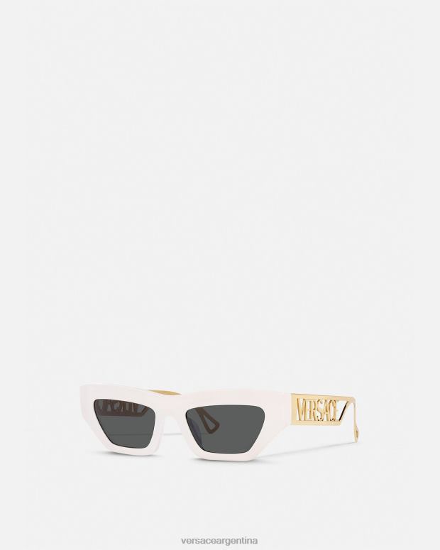 mujer Versace Oro blanco Gafas de sol estilo ojo de gato con logo vintage de los años 90 accesorios 4F604617
