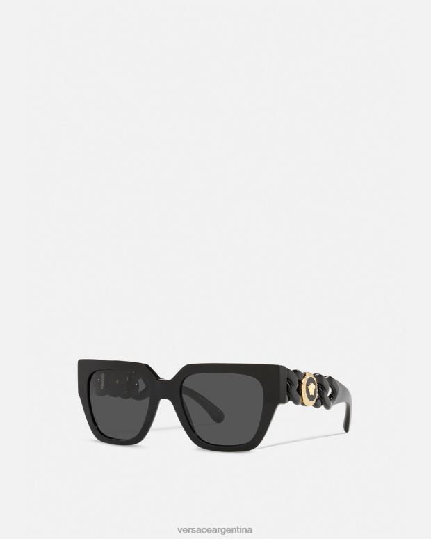 mujer Versace negro gafas de sol con cadena de medusa accesorios 4F604661