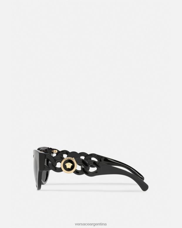 mujer Versace negro gafas de sol con cadena de medusa accesorios 4F604703