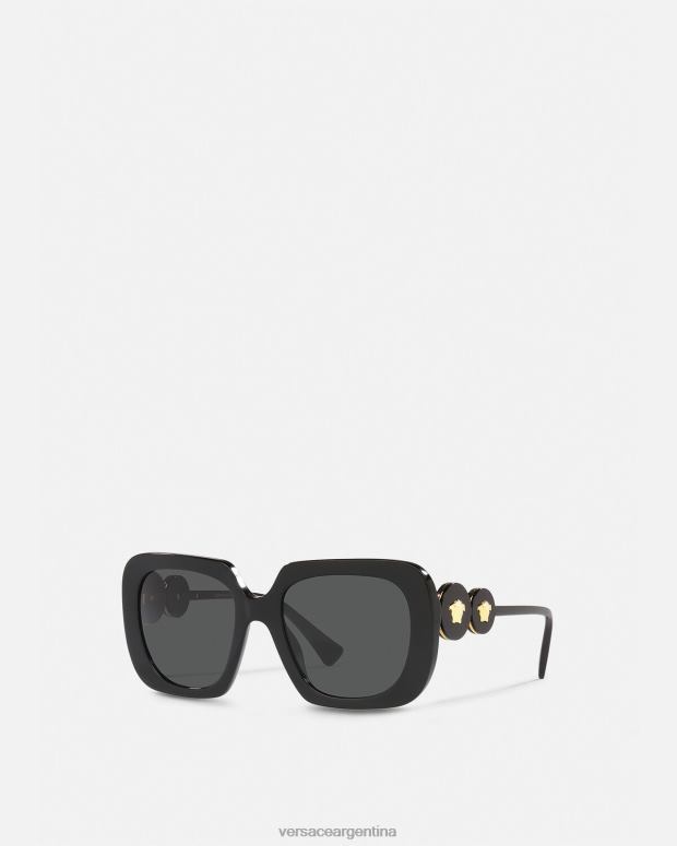 mujer Versace negro gafas de sol cuadradas con doble medusa accesorios 4F604625