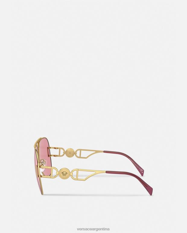 mujer Versace oro y rosa gafas de sol estilo piloto medusa biggie accesorios 4F604598