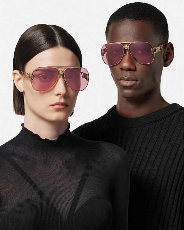 mujer Versace oro y rosa gafas de sol estilo piloto medusa biggie accesorios 4F604598