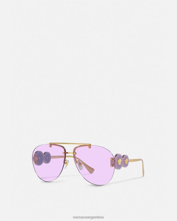 mujer Versace púrpura gafas de sol de aviador con doble medusa accesorios 4F604624
