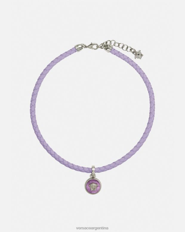 mujer Versace azul claro collar de cuero con medusa biggie accesorios 4F604728