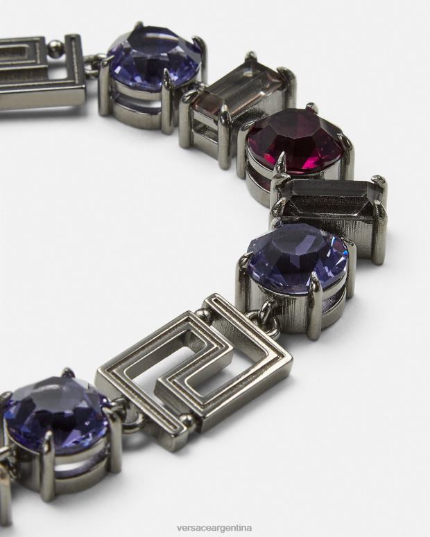mujer Versace gris pulsera de greca de cristal accesorios 4F604838