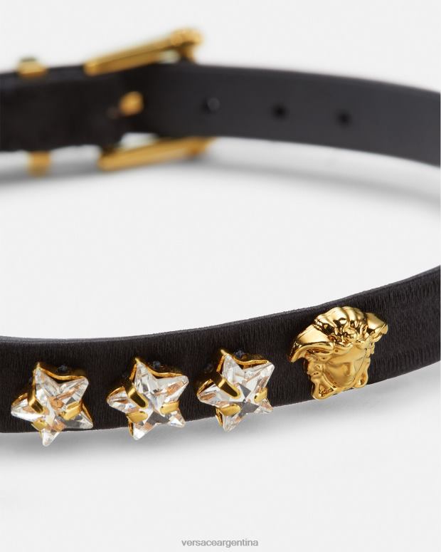 mujer Versace negro gargantilla de estrella de cristal satinado accesorios 4F604826