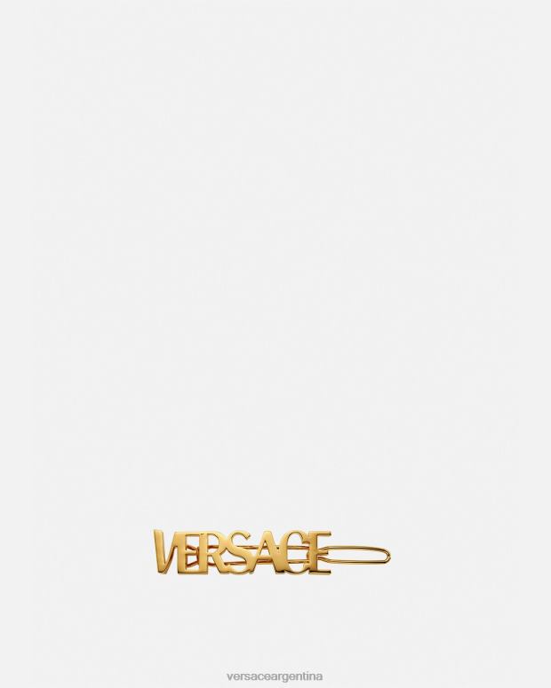 mujer Versace oro clip para el cabello izquierdo con logo accesorios 4F604849