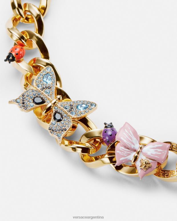 mujer Versace oro collar de cadena de mariposas de cristal accesorios 4F604713