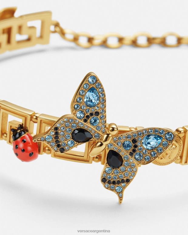 mujer Versace oro gargantilla con greca y mariposas de cristal accesorios 4F604716