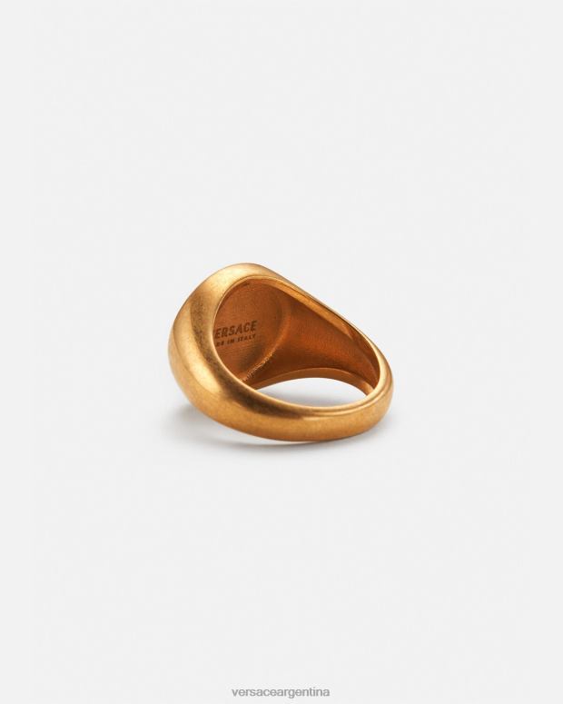 mujer Versace oro negro anillo tipo sello con Medusa esmaltada accesorios 4F604791