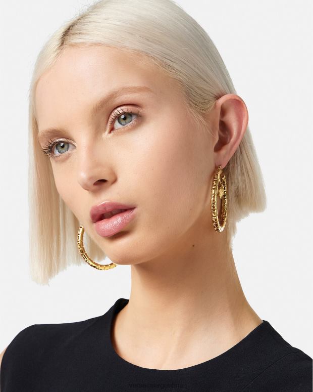 mujer Versace oro pendientes de aro con greca accesorios 4F604749