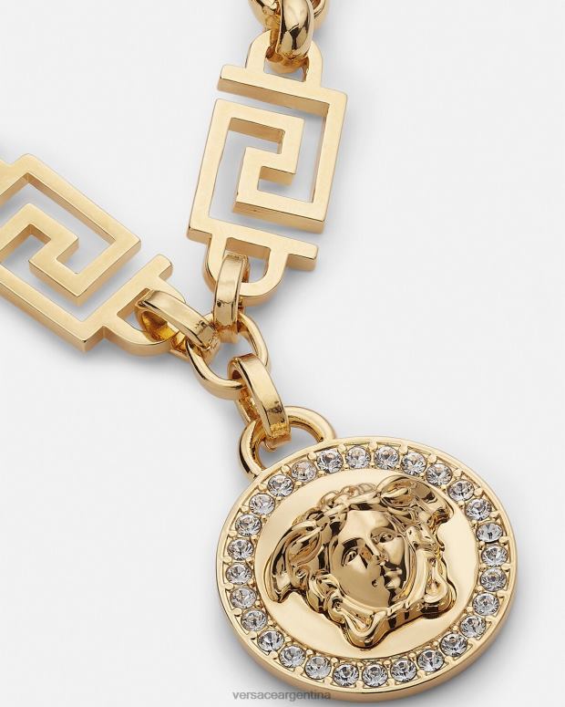 mujer Versace oro pulsera con greca de medusa y cristales accesorios 4F604743