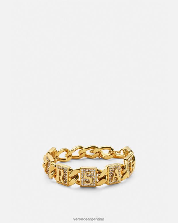 mujer Versace oro pulsera de azulejos de cristal accesorios 4F604811