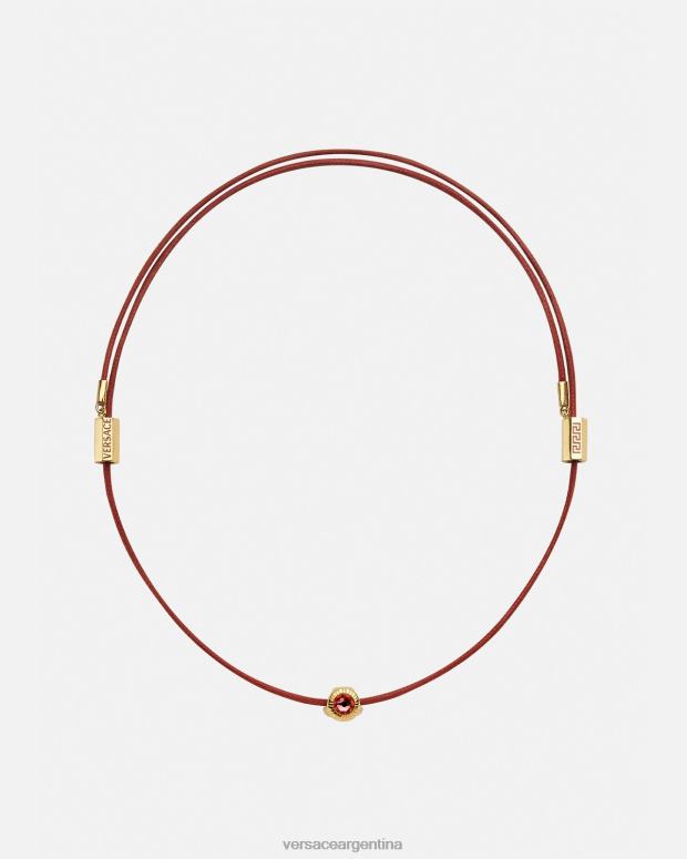 mujer Versace oro rojo collar de cordón con medusa de cristal accesorios 4F604843