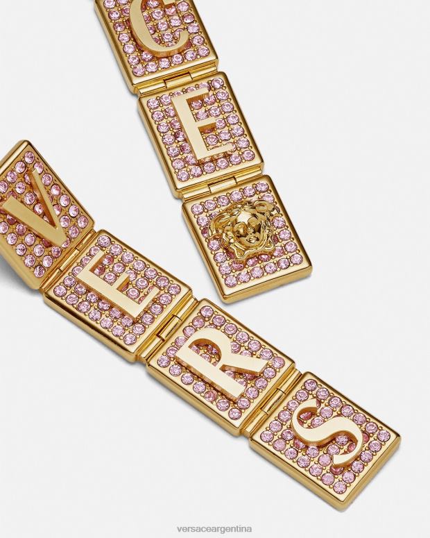 mujer Versace oro rosado pendientes de azulejos de cristal accesorios 4F604735