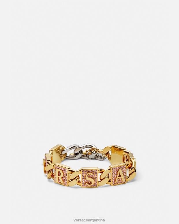 mujer Versace oro rosado pulsera de azulejos de cristal accesorios 4F604738