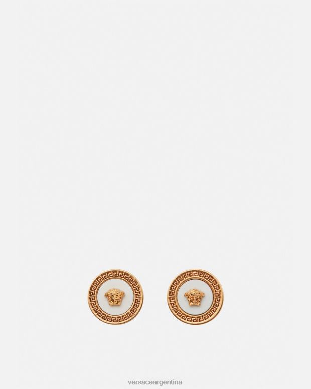 mujer Versace oro y blanco aretes con medusa esmaltada accesorios 4F604790