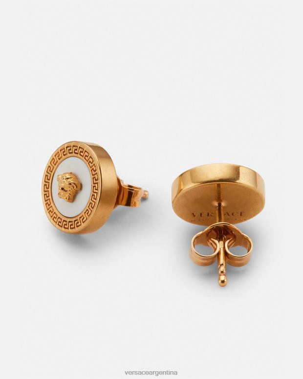 mujer Versace oro y blanco aretes con medusa esmaltada accesorios 4F604790
